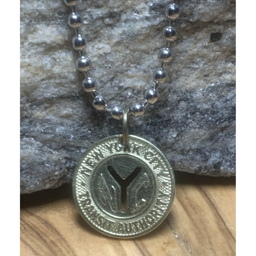 NYC 1970s & 1980s New York City Subway Token Pendant on Stainless Steel Chain🔗